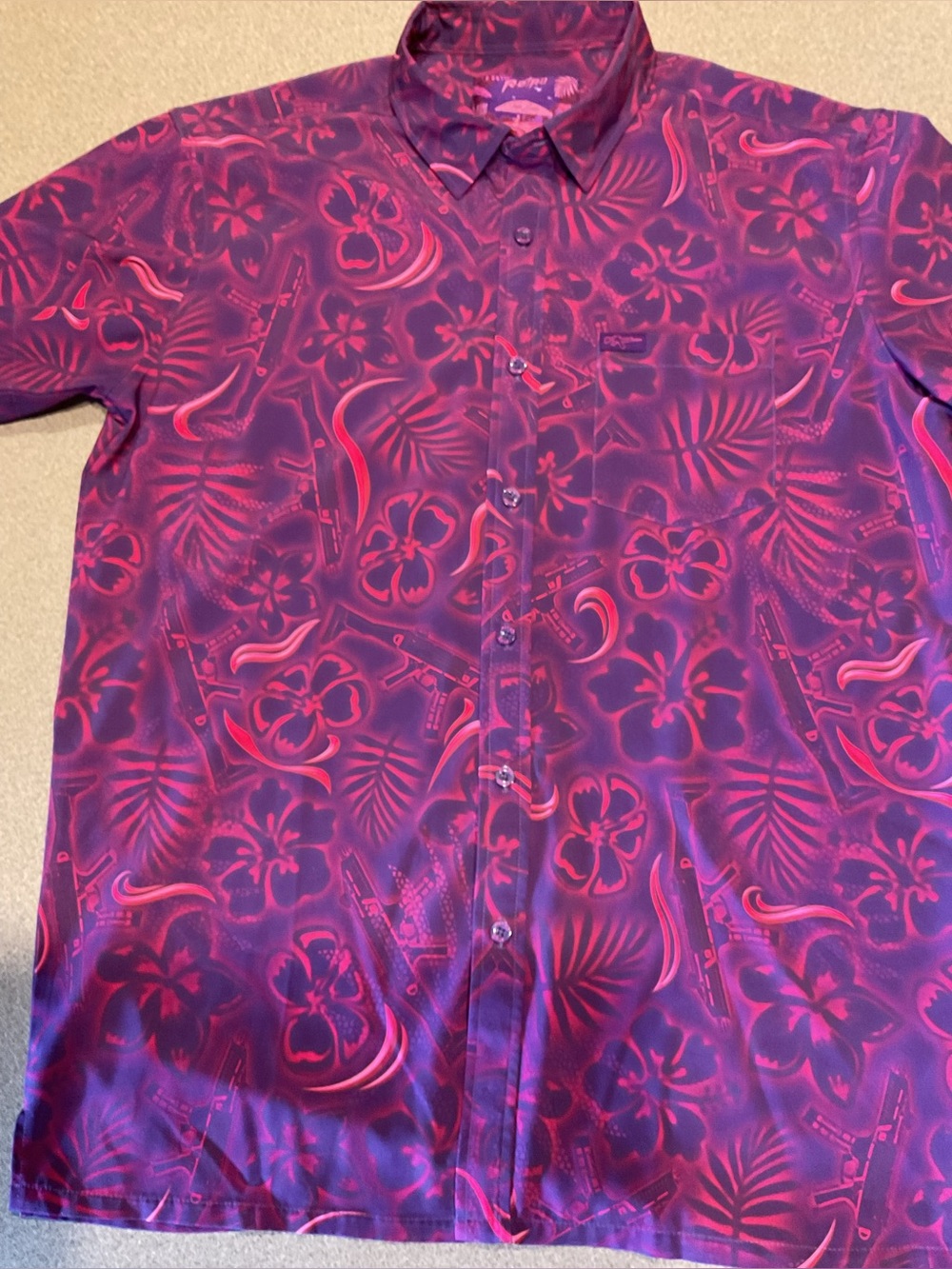 Vibrant Purple & Pink Floral Button-Down Shirt